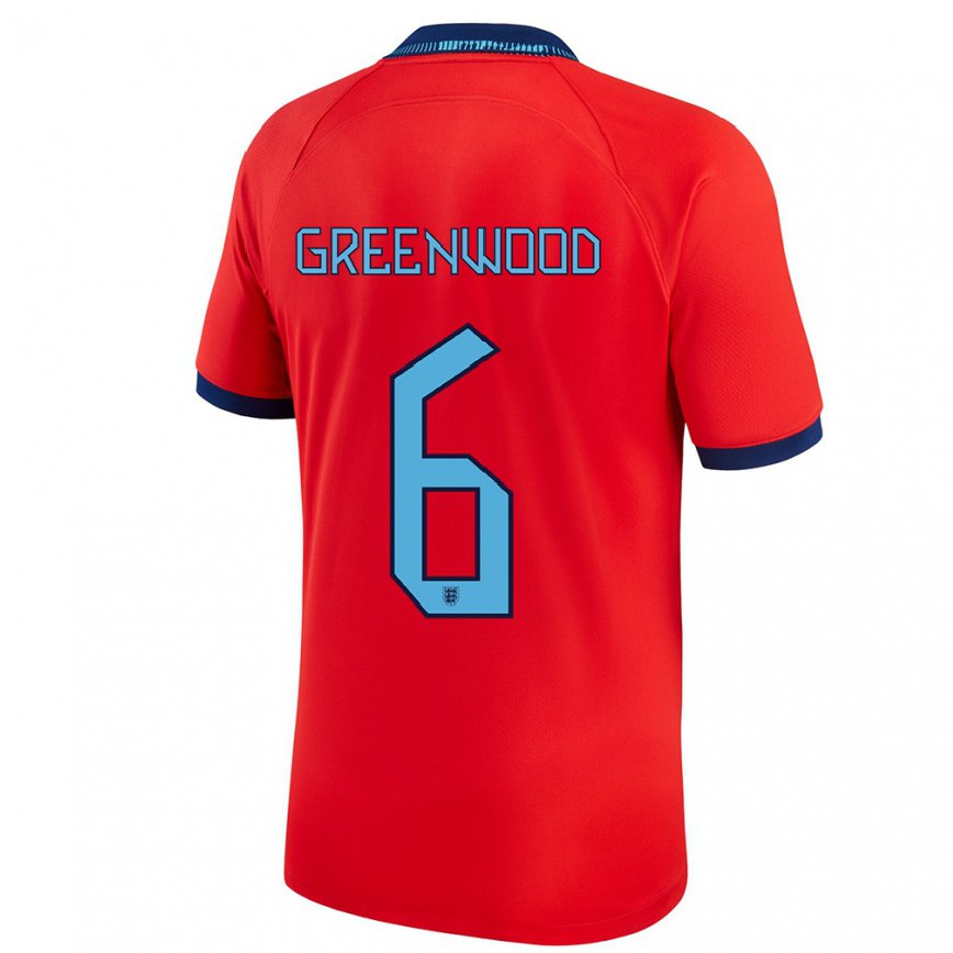 レディースイングランドアレックス・グリーンウッド#6赤アウェイシャツ22-24ジャージー