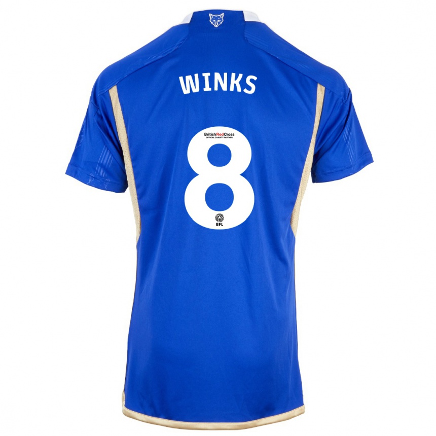 キッズフットボールハリー・ウィンクス#8青ホームシャツ2023/24ジャージーユニフォーム