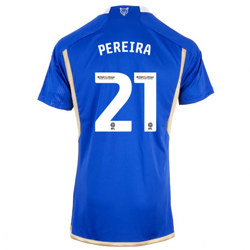 キッズフットボールリカルド・ペレイラ#21青ホームシャツ2023/24ジャージーユニフォーム