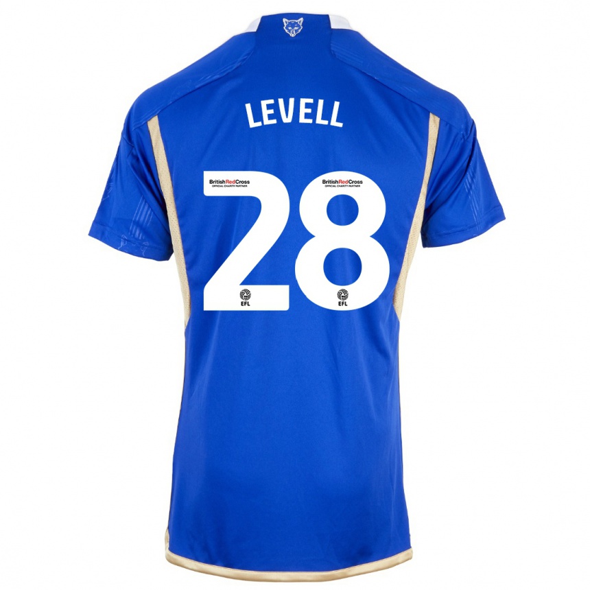 キッズフットボールクリスティー・レヴェル#28青ホームシャツ2023/24ジャージーユニフォーム
