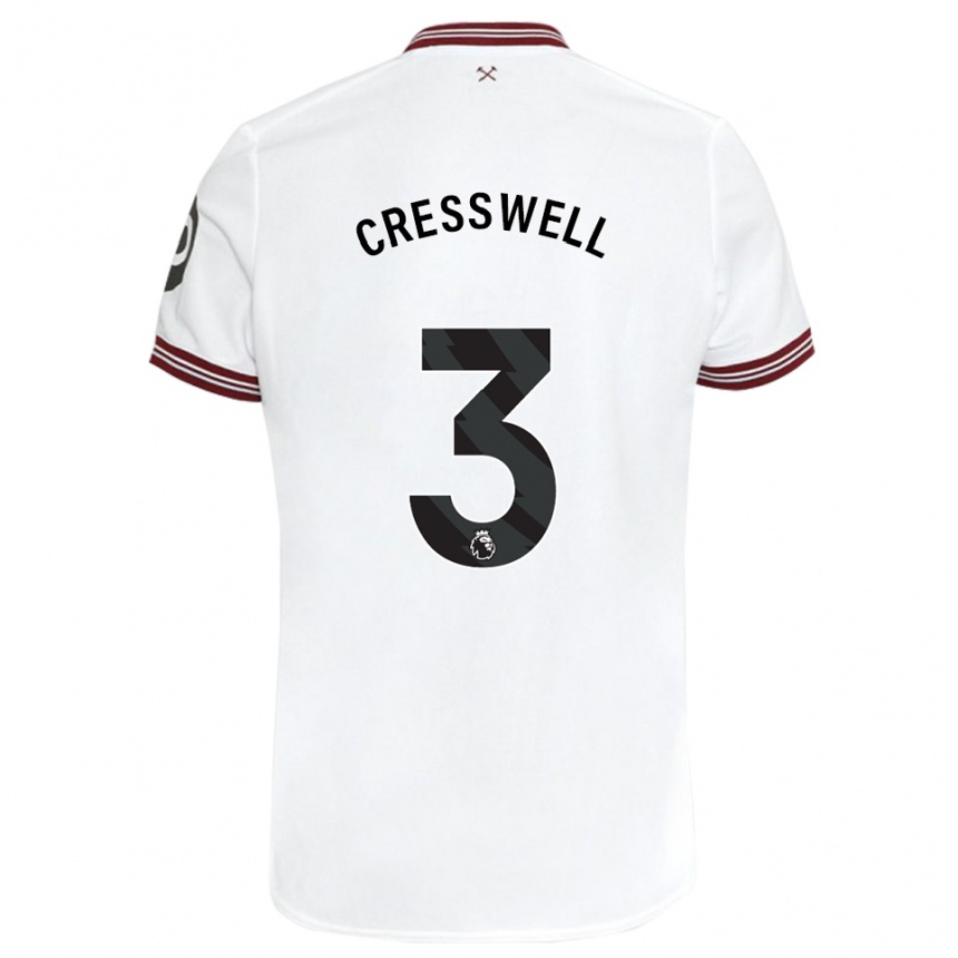 キッズフットボールアーロン・クレスウェル#3白アウェイシャツ2023/24ジャージーユニフォーム