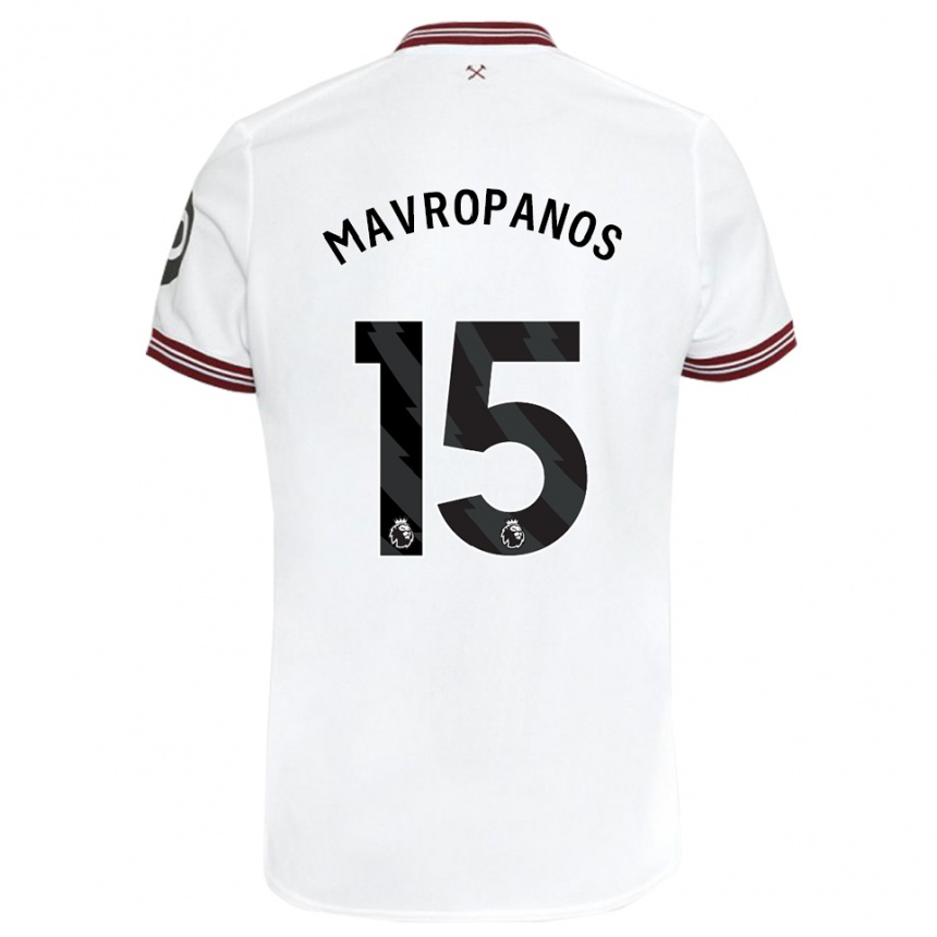 キッズフットボールコンスタンティノス・マヴロパノス#15白アウェイシャツ2023/24ジャージーユニフォーム