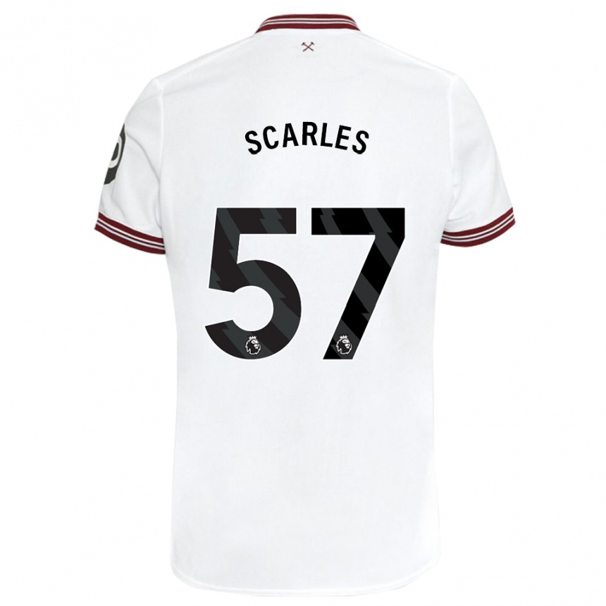キッズフットボールオリバー・スカールズ#57白アウェイシャツ2023/24ジャージーユニフォーム