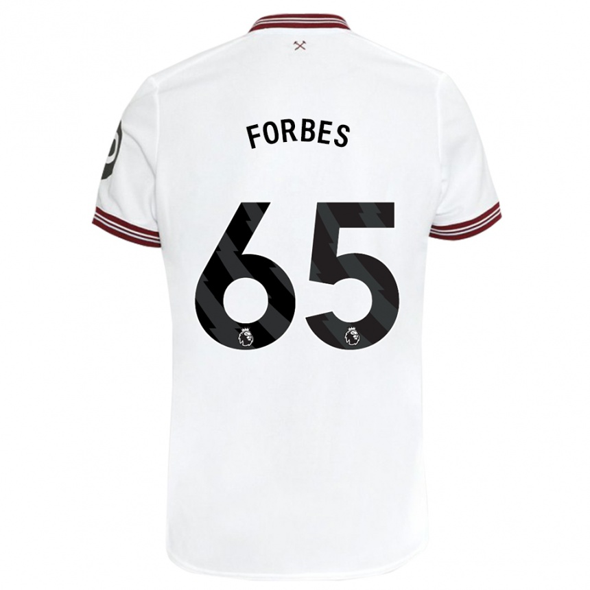 キッズフットボールマイケル・フォーブス#65白アウェイシャツ2023/24ジャージーユニフォーム