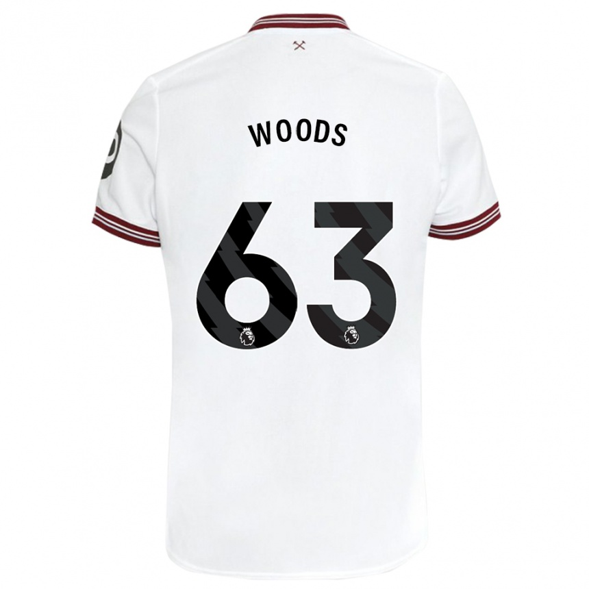 キッズフットボールアーチー・ジェームス・ウッズ#63白アウェイシャツ2023/24ジャージーユニフォーム