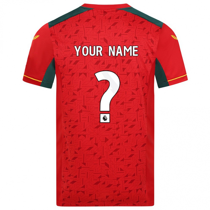 キッズフットボールあなたの名前#0赤アウェイシャツ2023/24ジャージーユニフォーム
