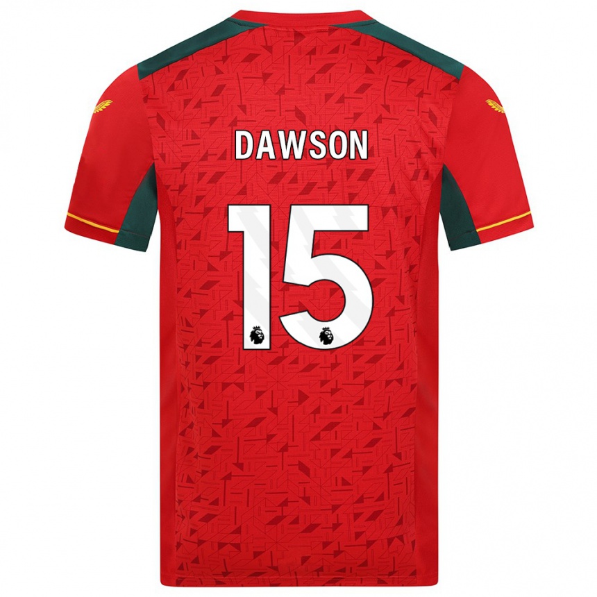 キッズフットボールクレイグ・ドーソン#15赤アウェイシャツ2023/24ジャージーユニフォーム