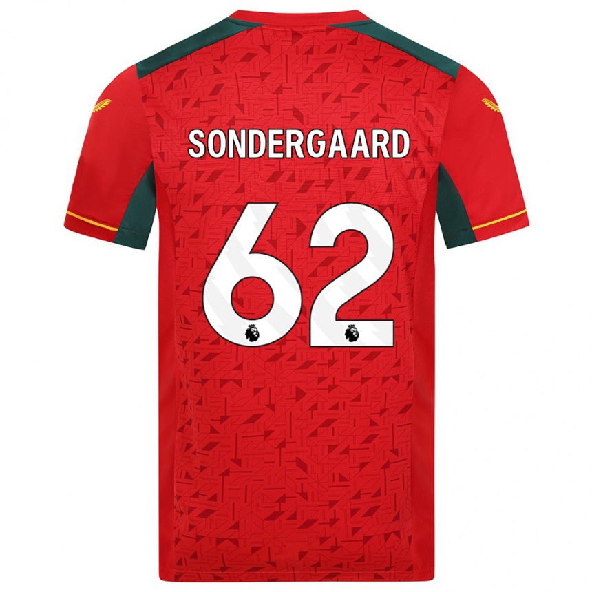 キッズフットボールアンドレアス・ソンダーガード#62赤アウェイシャツ2023/24ジャージーユニフォーム
