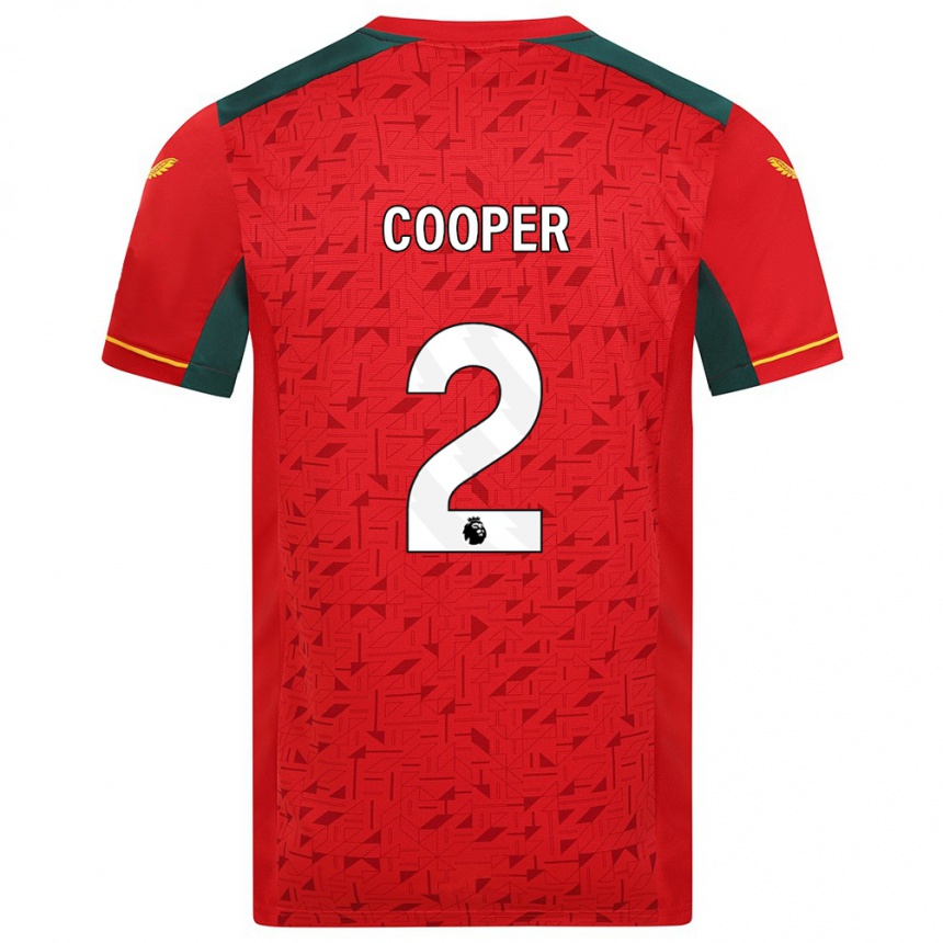 キッズフットボールローラ・クーパー#2赤アウェイシャツ2023/24ジャージーユニフォーム