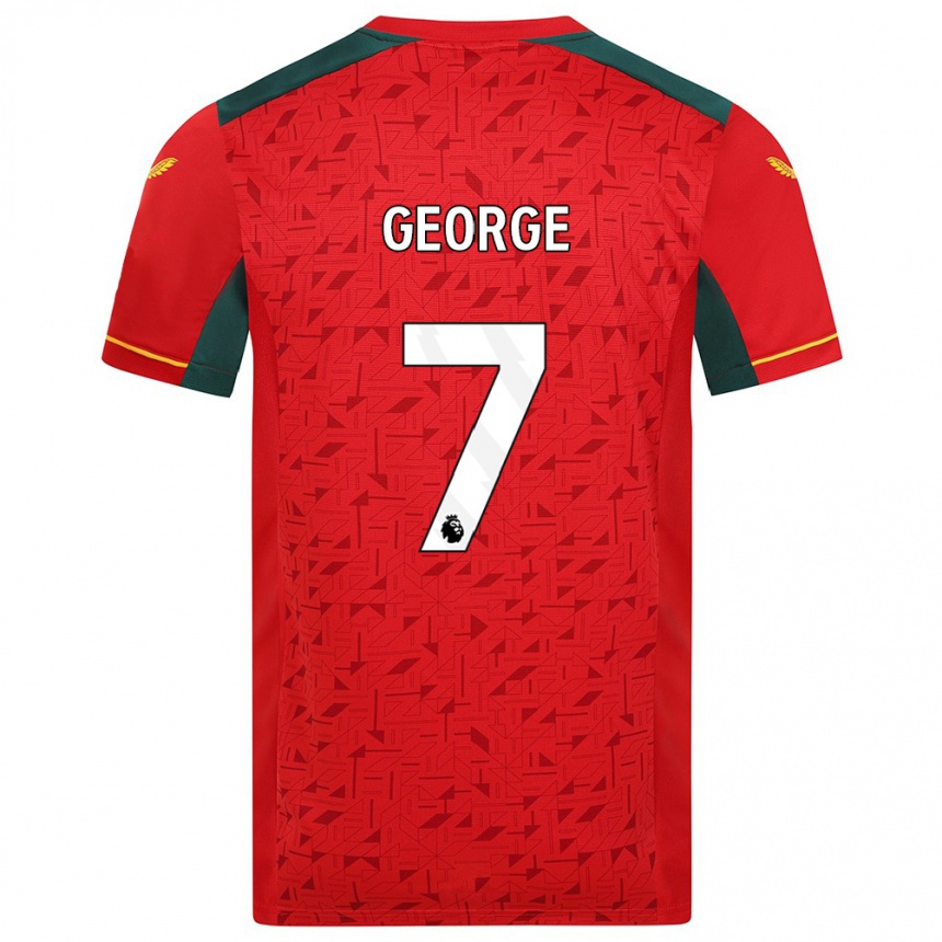 キッズフットボールタミー・ジョージ#7赤アウェイシャツ2023/24ジャージーユニフォーム