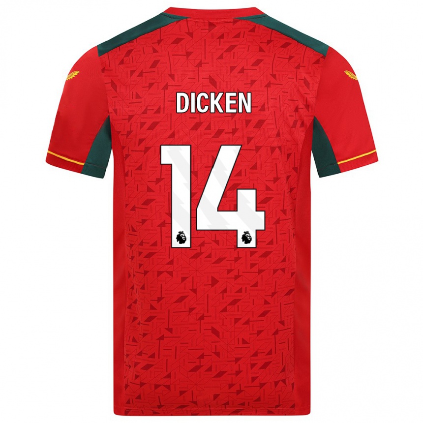 キッズフットボールエイミー・ディケンズ#14赤アウェイシャツ2023/24ジャージーユニフォーム
