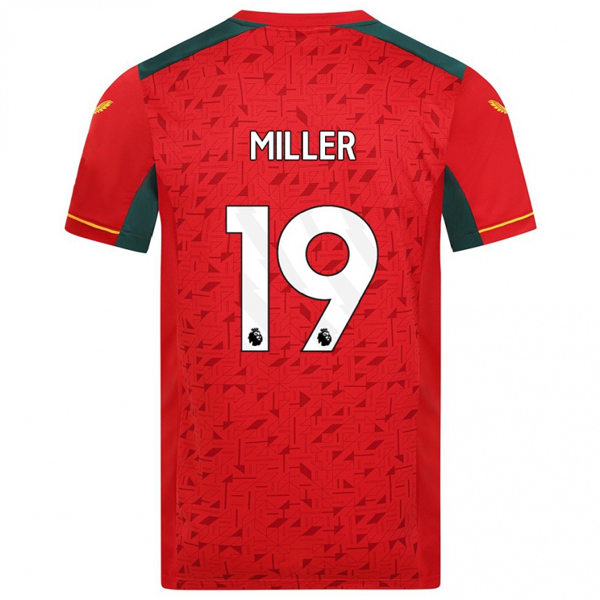 キッズフットボールアリ・ミラー#19赤アウェイシャツ2023/24ジャージーユニフォーム