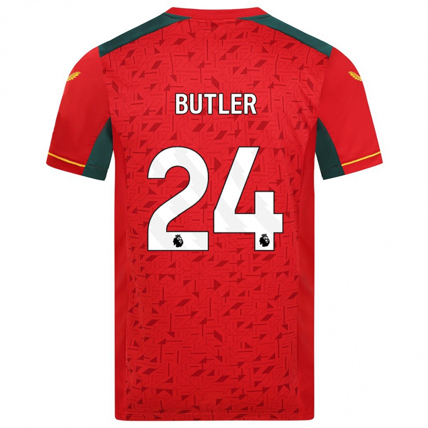 キッズフットボールエリー・バトラー#24赤アウェイシャツ2023/24ジャージーユニフォーム