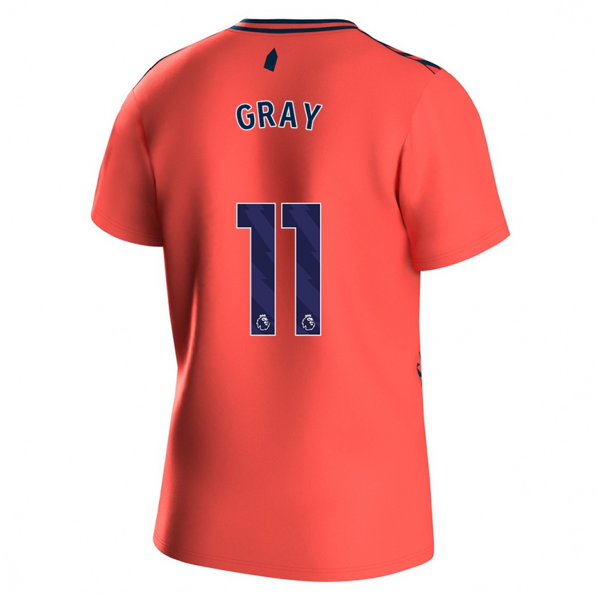 キッズフットボールデマレイ・グレイ#11コーラルアウェイシャツ2023/24ジャージーユニフォーム