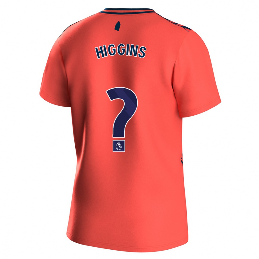 キッズフットボールリアム・ヒギンズ#0コーラルアウェイシャツ2023/24ジャージーユニフォーム