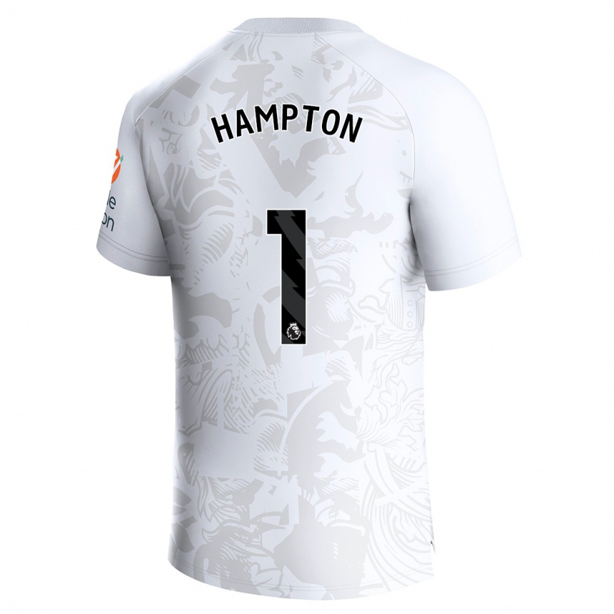 キッズフットボールハンナ・ハンプトン#1白アウェイシャツ2023/24ジャージーユニフォーム