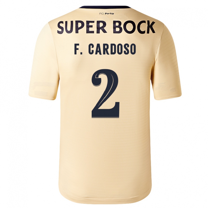 キッズフットボールファビオ・カルドーゾ#2ベージュゴールドアウェイシャツ2023/24ジャージーユニフォーム