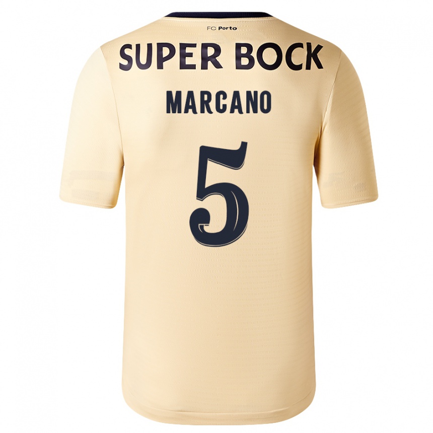 キッズフットボールイバン・マルカノ#5ベージュゴールドアウェイシャツ2023/24ジャージーユニフォーム