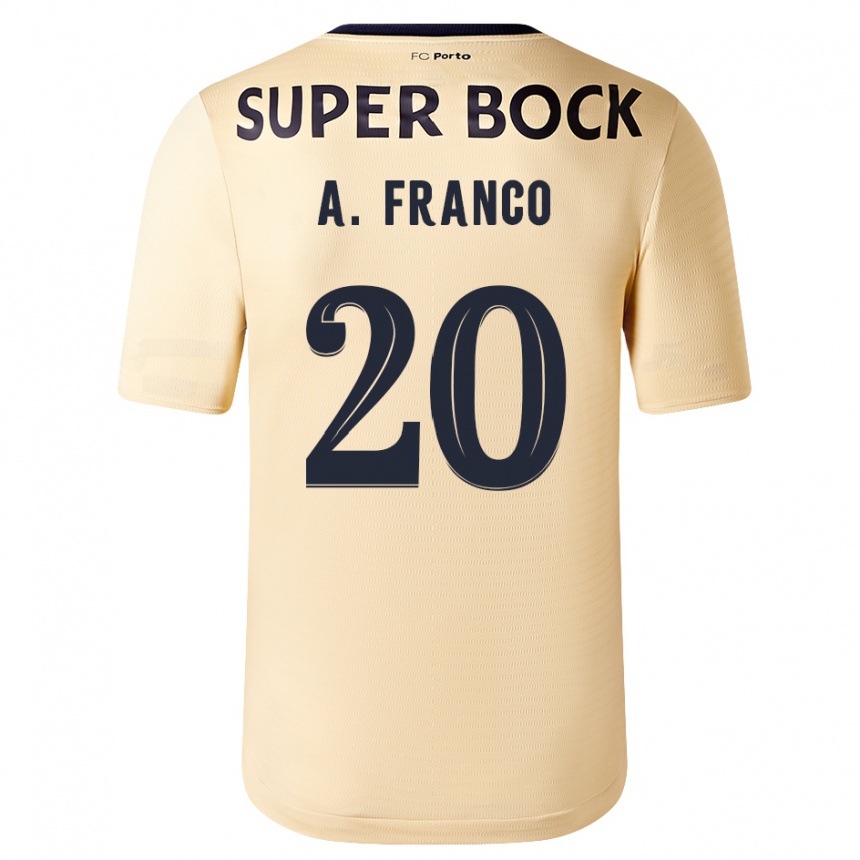 キッズフットボールアンドレ・フランコ#20ベージュゴールドアウェイシャツ2023/24ジャージーユニフォーム