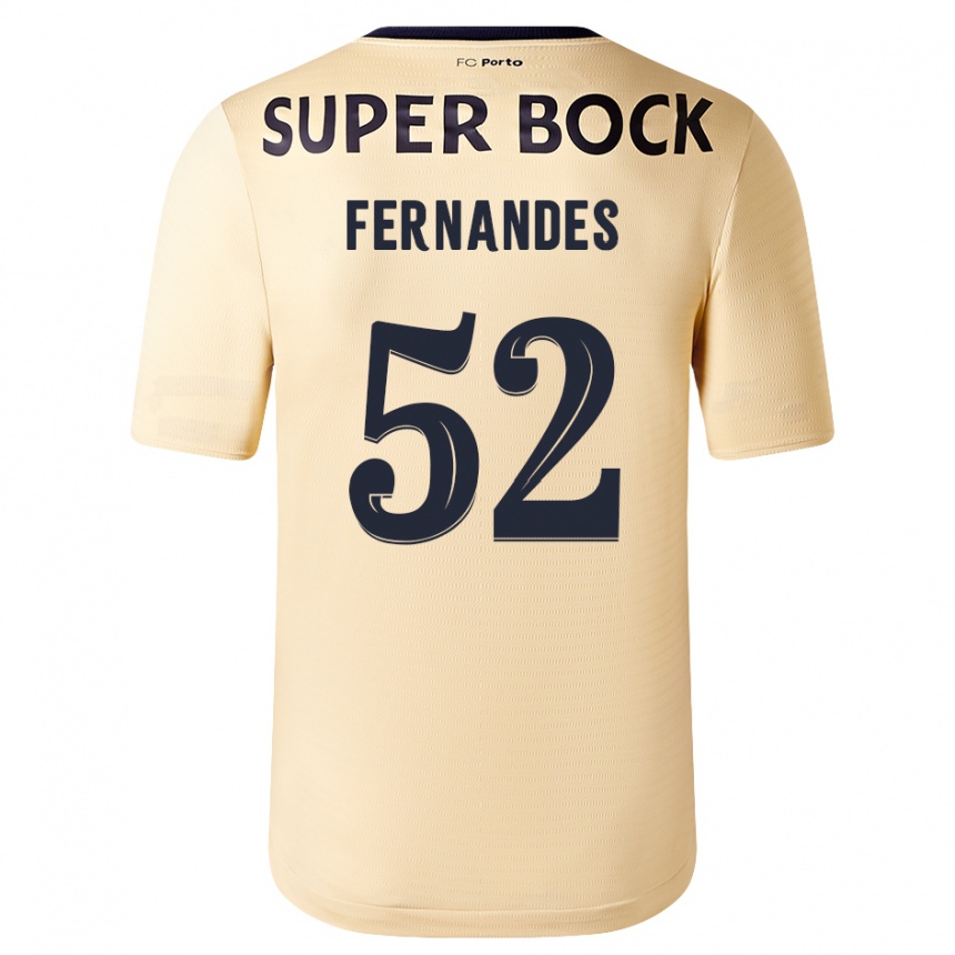 キッズフットボールマルティム・フェルナンデス#52ベージュゴールドアウェイシャツ2023/24ジャージーユニフォーム