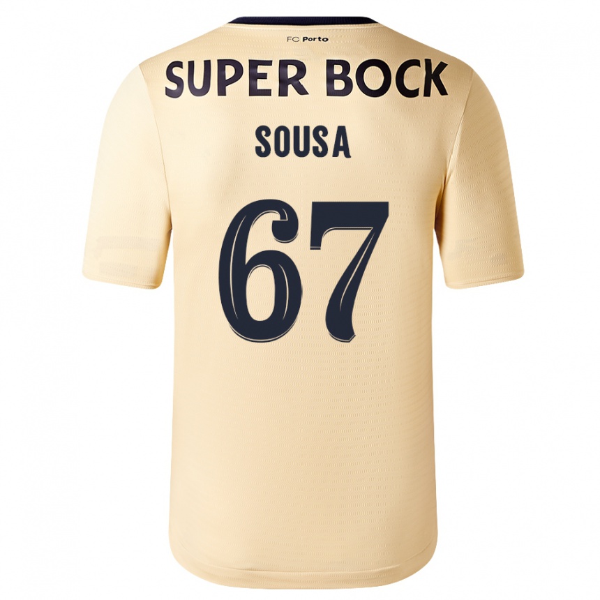キッズフットボールヴァスコ・ソウザ#67ベージュゴールドアウェイシャツ2023/24ジャージーユニフォーム