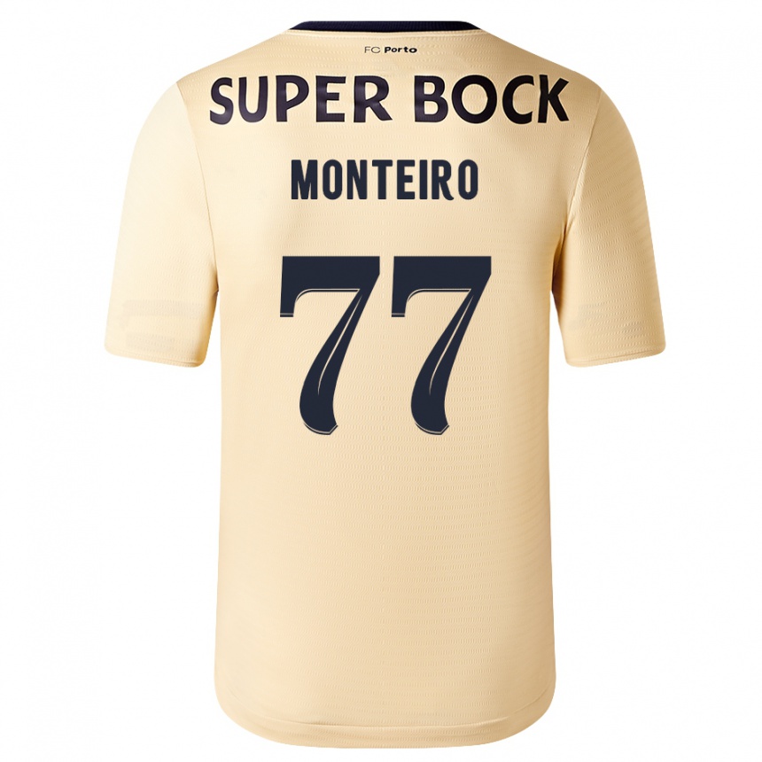 キッズフットボール類 モンテイロ#77ベージュゴールドアウェイシャツ2023/24ジャージーユニフォーム