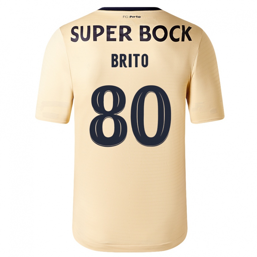 キッズフットボールルアン・ブリト#80ベージュゴールドアウェイシャツ2023/24ジャージーユニフォーム