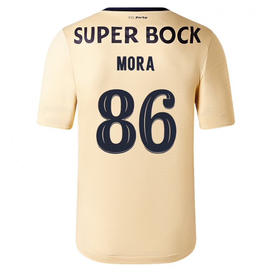 キッズフットボールロドリゴ・モラ#86ベージュゴールドアウェイシャツ2023/24ジャージーユニフォーム
