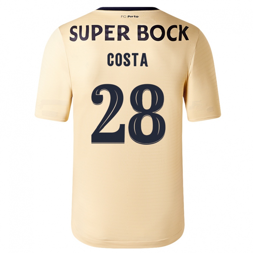 キッズフットボールブルーノ・コスタ#28ベージュゴールドアウェイシャツ2023/24ジャージーユニフォーム