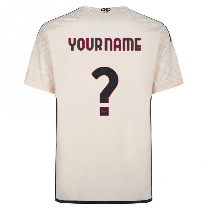 キッズフットボールあなたの名前#0オフホワイトアウェイシャツ2023/24ジャージーユニフォーム