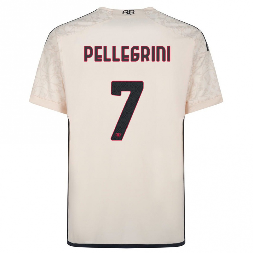 キッズフットボールロレンツォ・ペッレグリーニ #7オフホワイトアウェイシャツ2023/24ジャージーユニフォーム