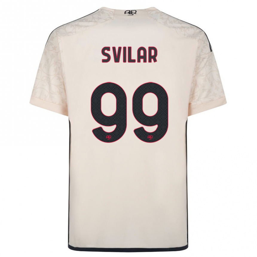 キッズフットボールミル・スヴィラール#99オフホワイトアウェイシャツ2023/24ジャージーユニフォーム