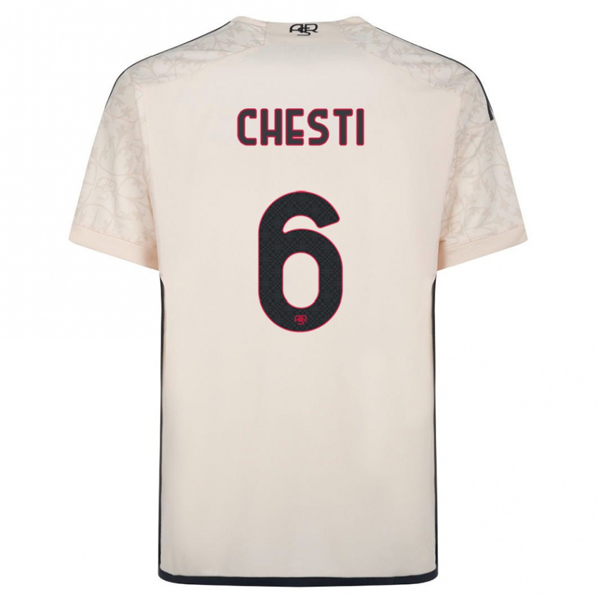 キッズフットボールフランチェスコ・チェスティ#6オフホワイトアウェイシャツ2023/24ジャージーユニフォーム