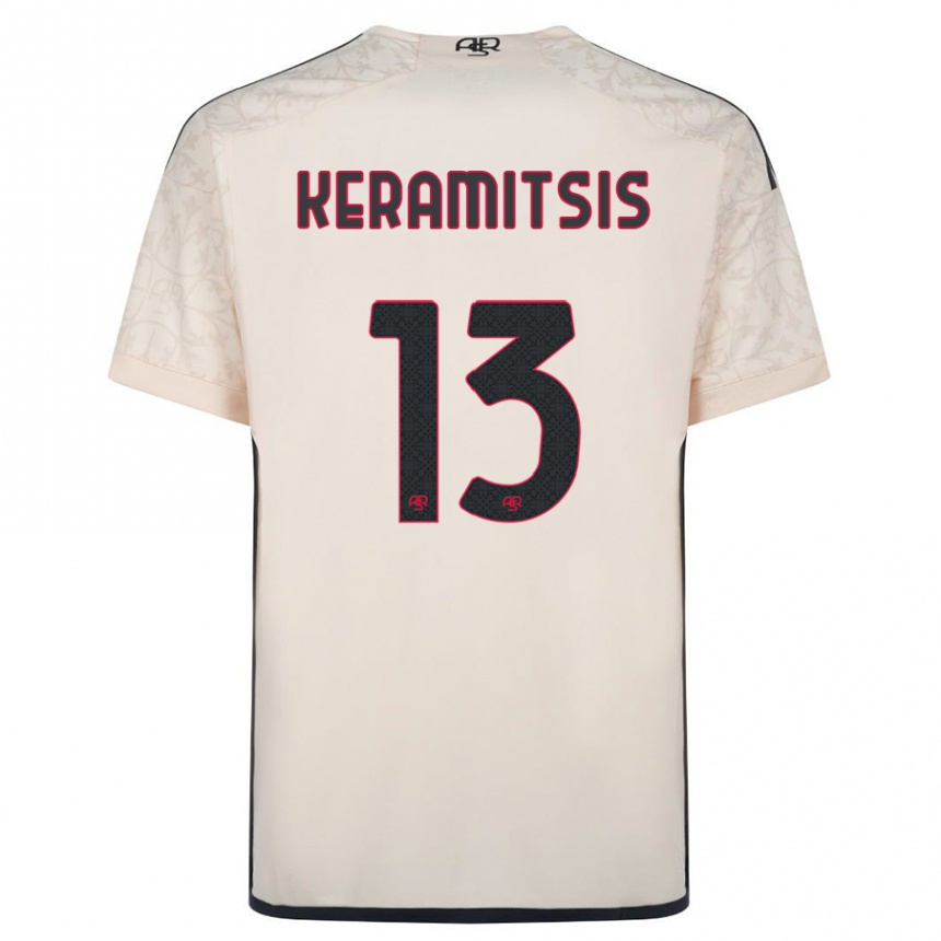 キッズフットボールディミトリオス・ケラミシス#13オフホワイトアウェイシャツ2023/24ジャージーユニフォーム