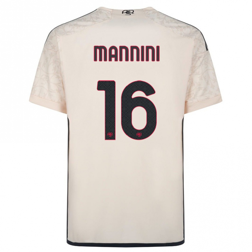 キッズフットボールマッティア・マンニーニ#16オフホワイトアウェイシャツ2023/24ジャージーユニフォーム