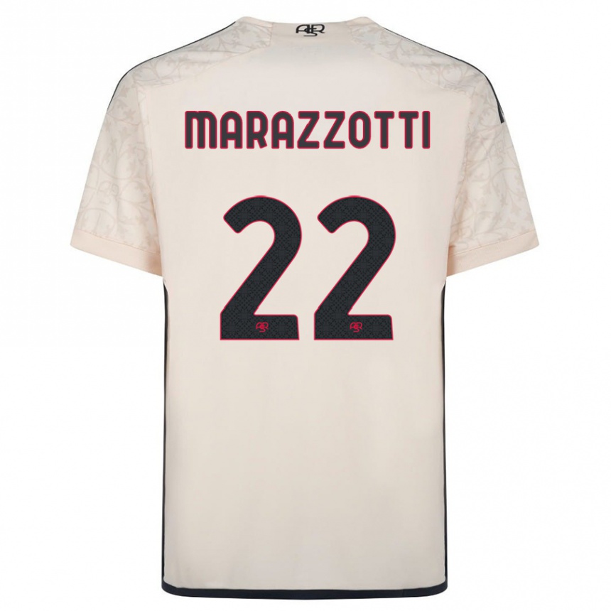 キッズフットボールファブリツィオ マラッツォッティ#22オフホワイトアウェイシャツ2023/24ジャージーユニフォーム