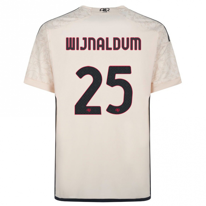 キッズフットボールジョルジニオ・ワイナルドゥム#25オフホワイトアウェイシャツ2023/24ジャージーユニフォーム