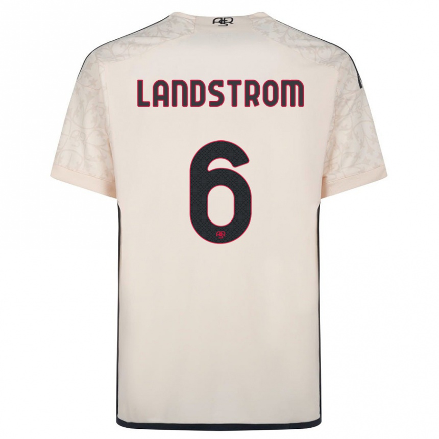 キッズフットボールエリン・ランドストローム#6オフホワイトアウェイシャツ2023/24ジャージーユニフォーム