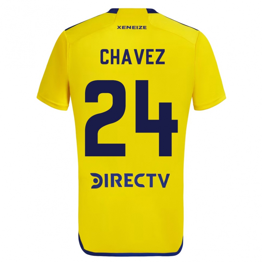 キッズフットボールガブリエラ・チャベス#24イエローアウェイシャツ2023/24ジャージーユニフォーム