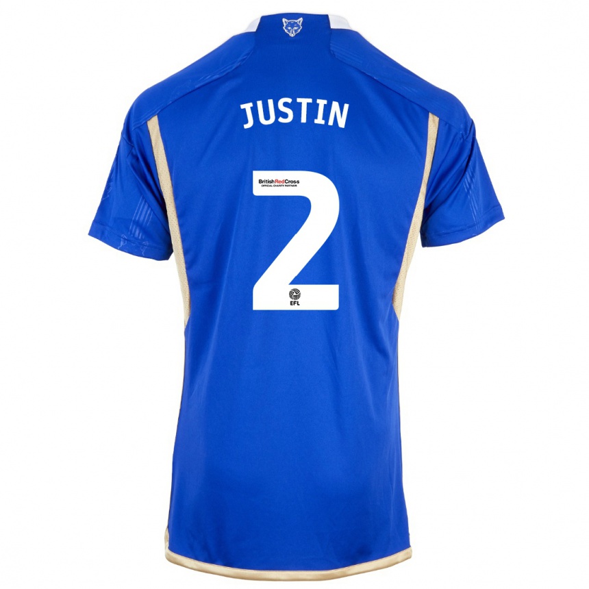メンズフットボールジェームス・ジャスティン#2ロイヤルブルーホームシャツ2023/24ジャージーユニフォーム