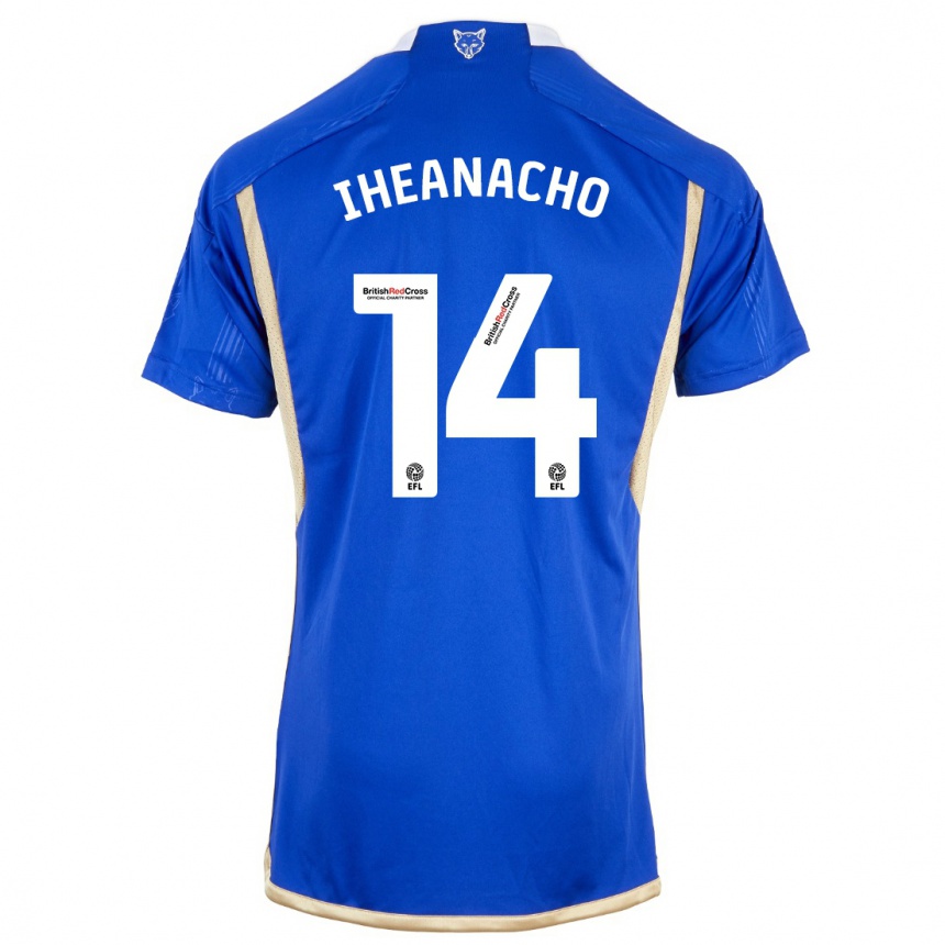 メンズフットボールケレチ・イヘアナチョ#14ロイヤルブルーホームシャツ2023/24ジャージーユニフォーム