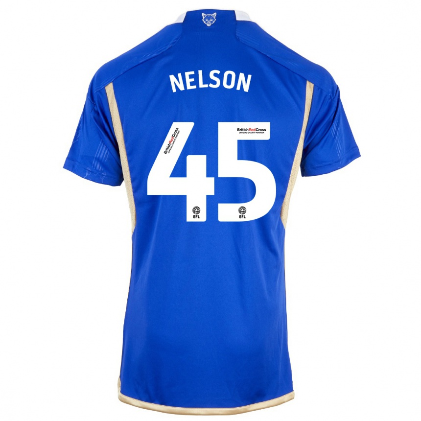 メンズフットボールベン・ネルソン#45ロイヤルブルーホームシャツ2023/24ジャージーユニフォーム