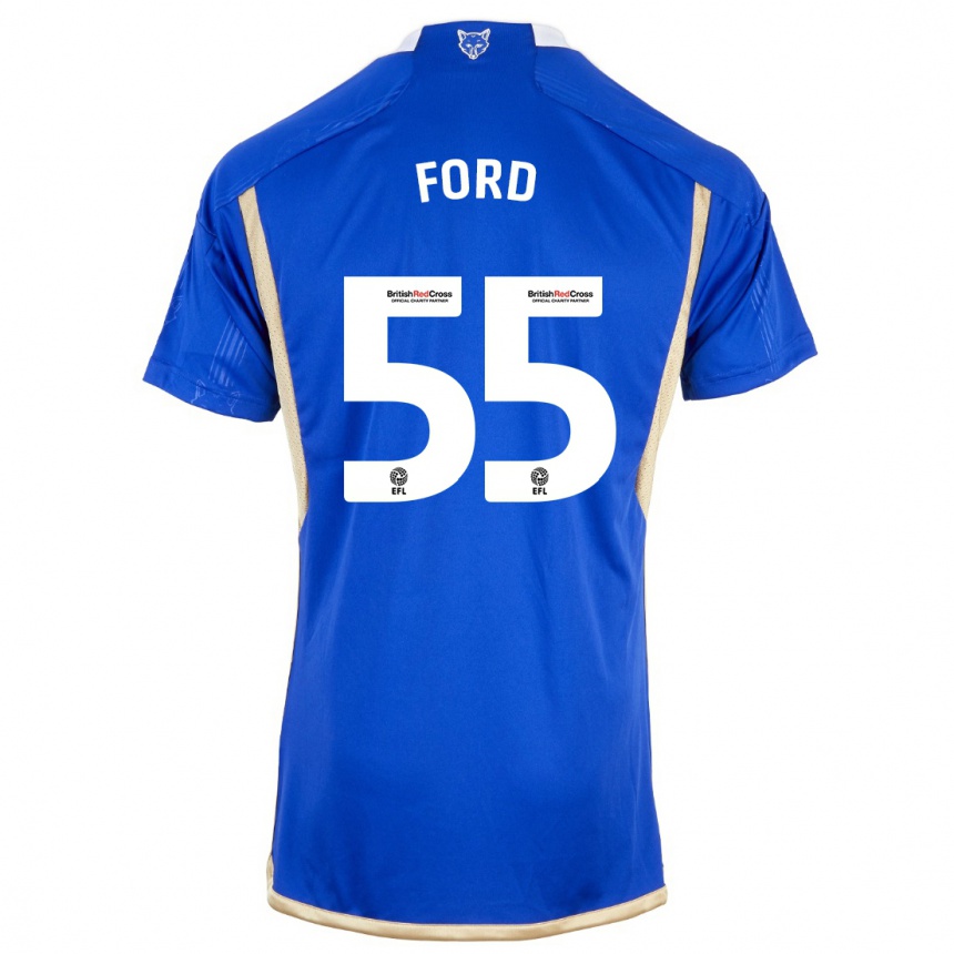 メンズフットボールハーベイゴッドマークフォード#55ロイヤルブルーホームシャツ2023/24ジャージーユニフォーム