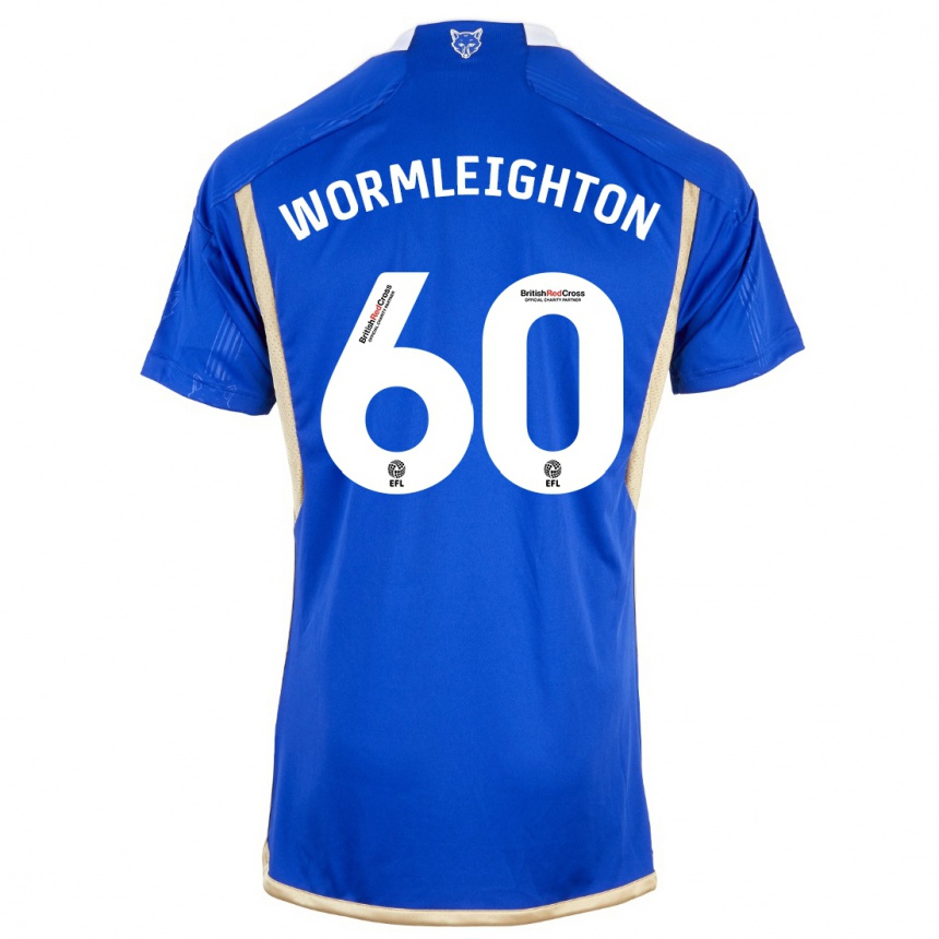 メンズフットボールジョー・ワームレイトン#60ロイヤルブルーホームシャツ2023/24ジャージーユニフォーム