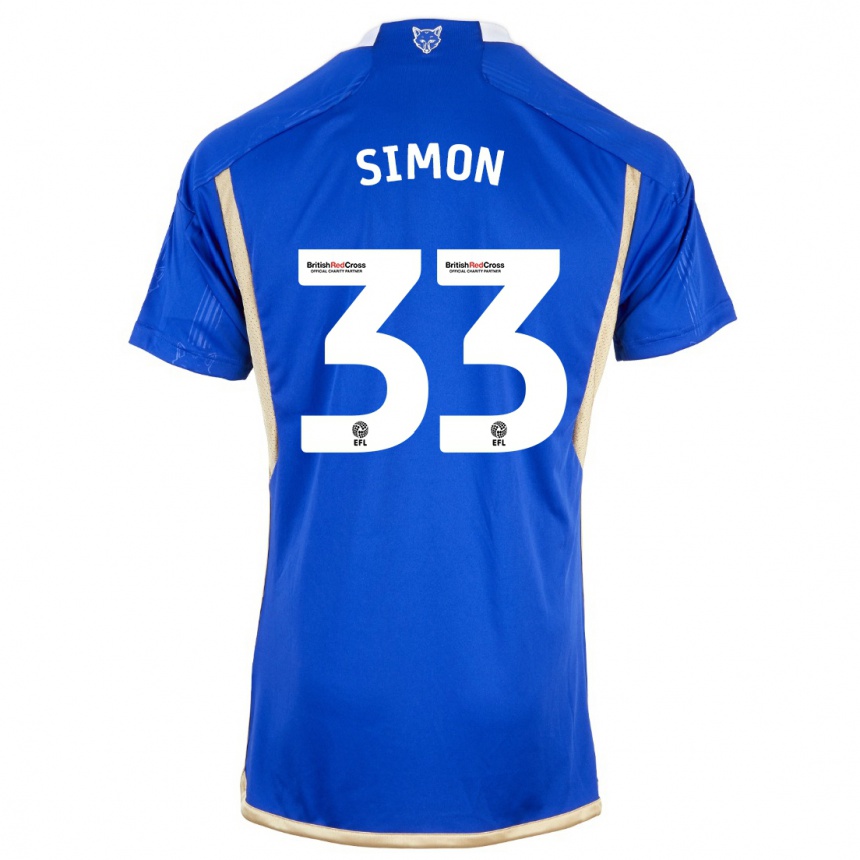 メンズフットボールエリン・サイモン#33ロイヤルブルーホームシャツ2023/24ジャージーユニフォーム