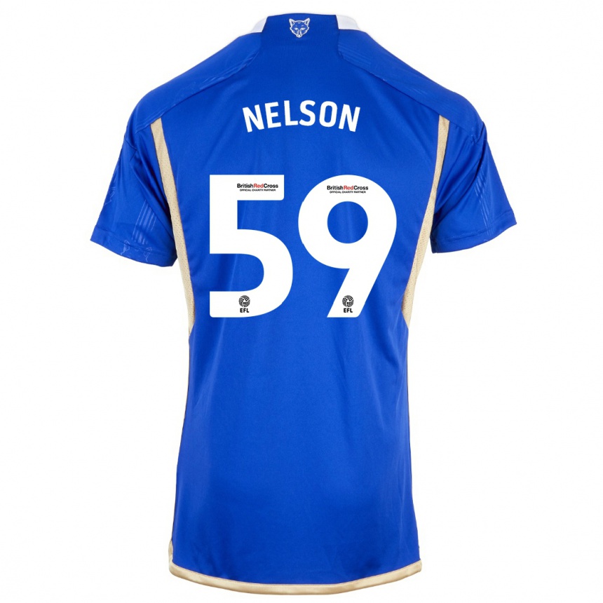 メンズフットボールロニー・ネルソン#59ロイヤルブルーホームシャツ2023/24ジャージーユニフォーム