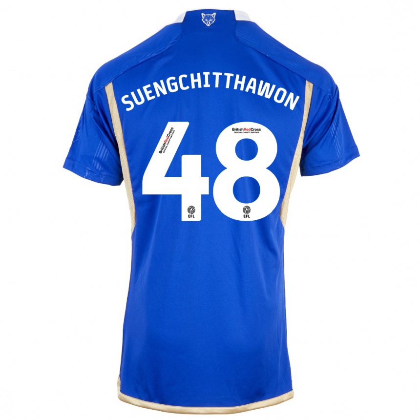 メンズフットボールタナワット・スエンチッタウォン#48ロイヤルブルーホームシャツ2023/24ジャージーユニフォーム