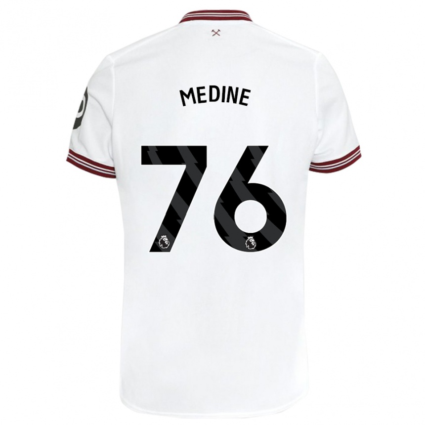 メンズフットボールジェスロ・メディーン#76白アウェイシャツ2023/24ジャージーユニフォーム