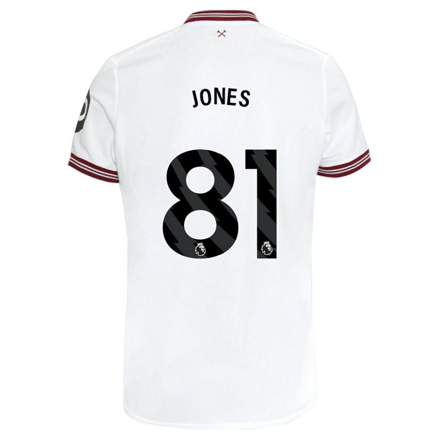 メンズフットボールリアム・ジョーンズ#81白アウェイシャツ2023/24ジャージーユニフォーム
