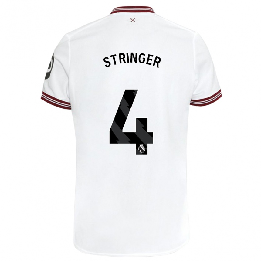メンズフットボールアビー＝リー・ストリンガー#4白アウェイシャツ2023/24ジャージーユニフォーム